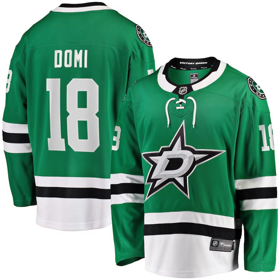 Men Dallas Stars 18 Max Domi Fanatics Branded Green Home Breakaway NHL Jersey